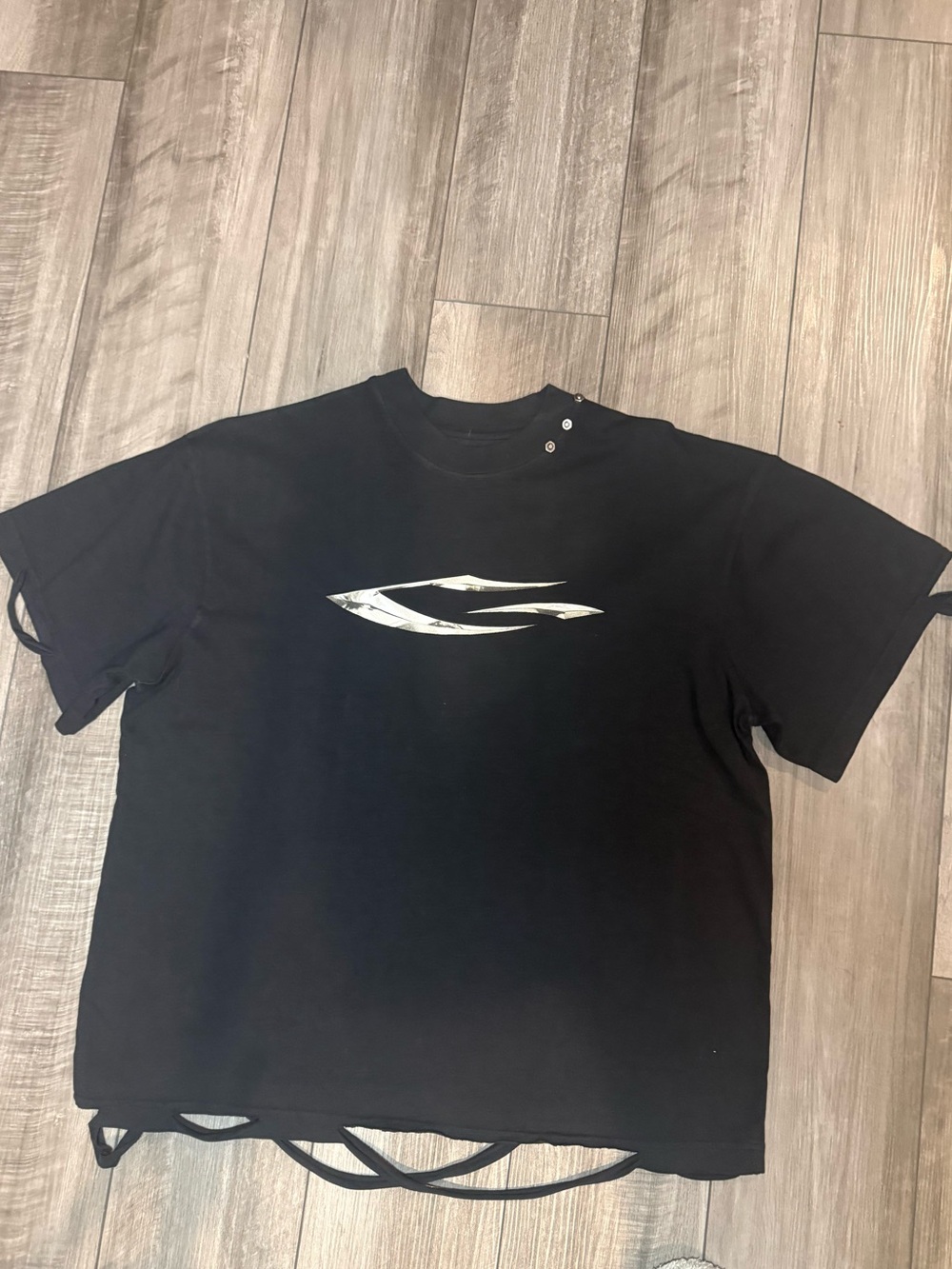 ALLOY Black Short-Sleeve Tee with Metallic Accent